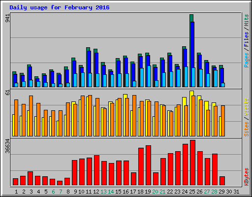 Daily usage for February 2016