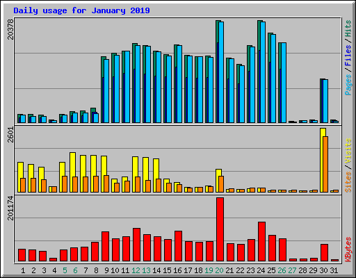 Daily usage for January 2019