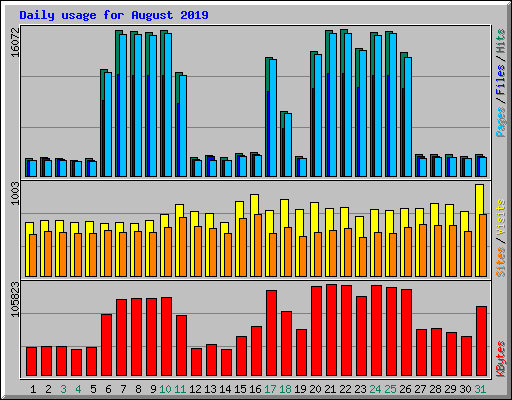 Daily usage for August 2019