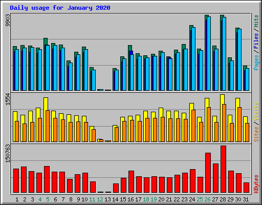 Daily usage for January 2020