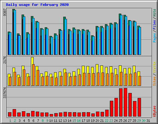 Daily usage for February 2020