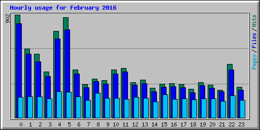 Hourly usage for February 2016
