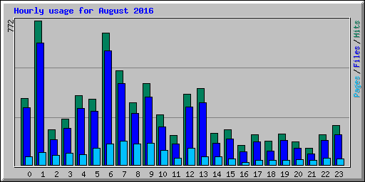 Hourly usage for August 2016