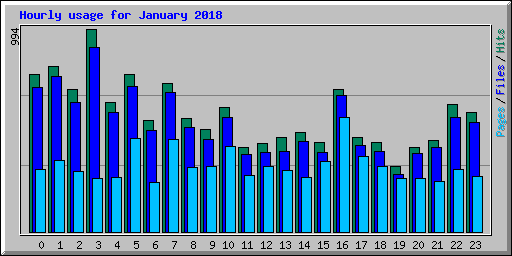 Hourly usage for January 2018