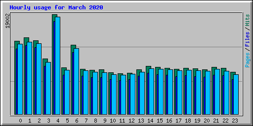Hourly usage for March 2020